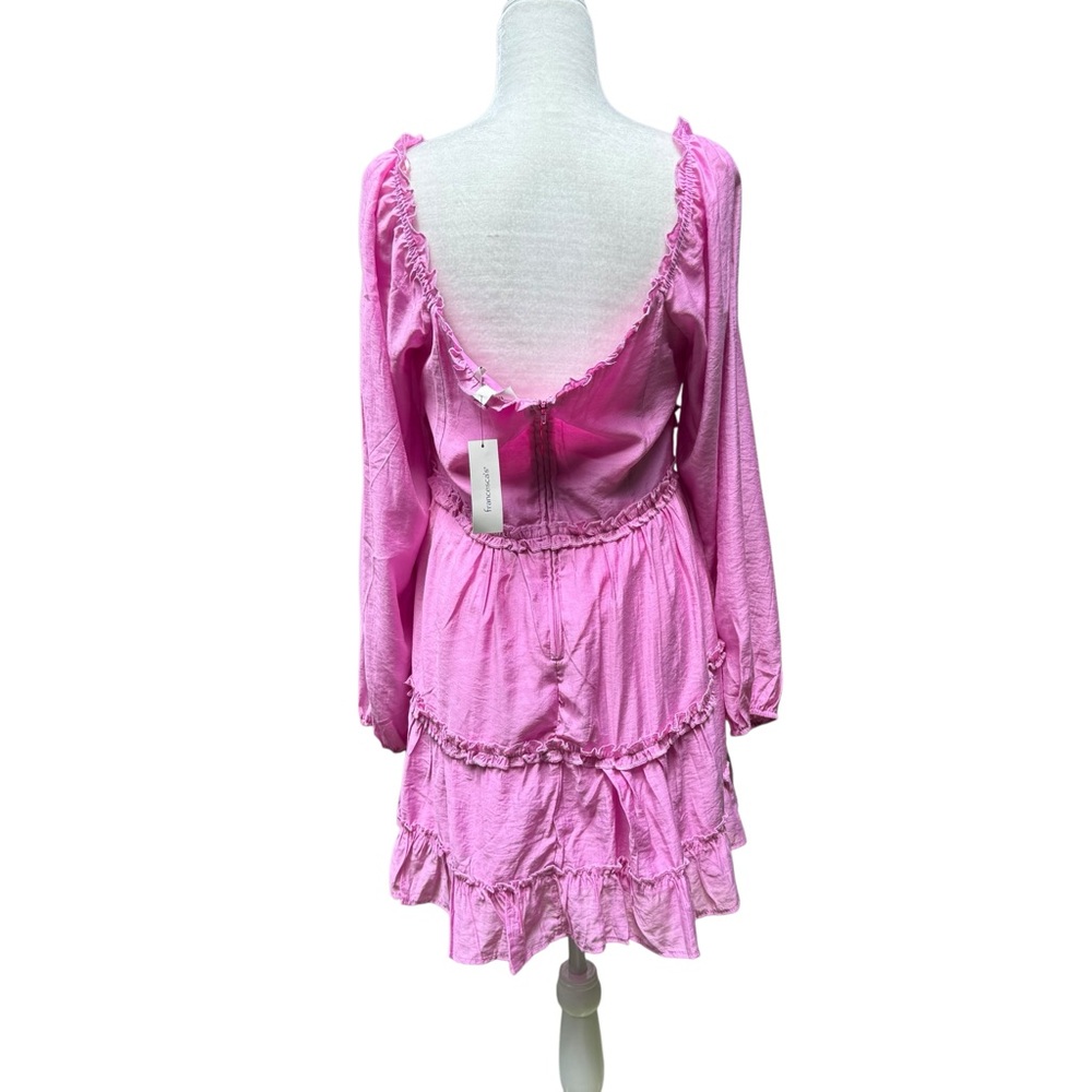 Francesca’s Cottagecore Vickie Long Sleeve Ruffle‎ Tiered Mini Dress NWT LARGE - Picture 6 of 6